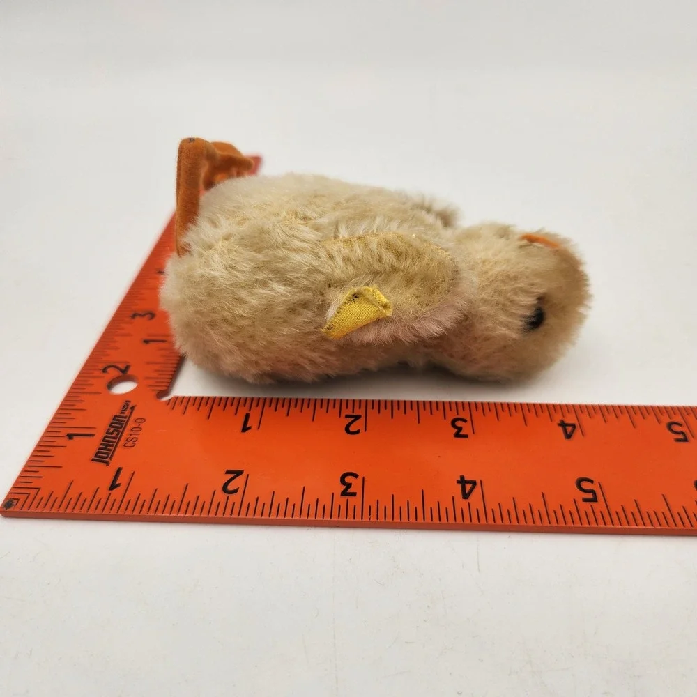Vintage Steiff Chick Mohair Plush Bird with Original Button and Tag Remnant